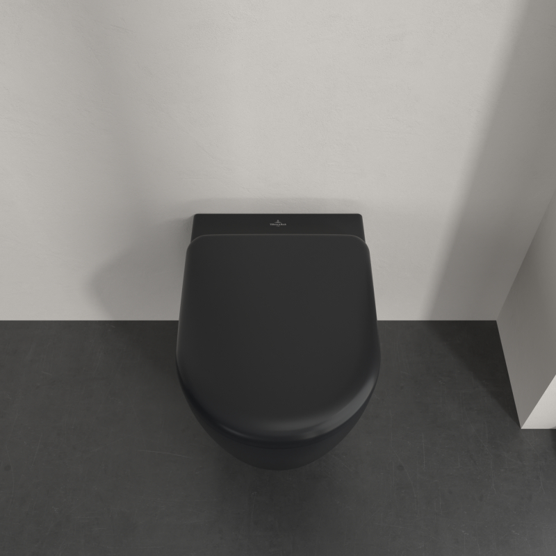 Vas WC suspendat Villeroy&Boch, Skyla CeramicPlus, TwistFlush, Combi-Pack, capac soft close, pure black
